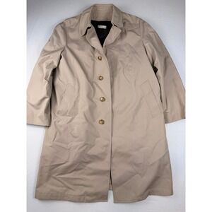 Dawahares Mens Vintage Trench Coat Tan Beige Faux Fur Zip Out Liner 40 Long